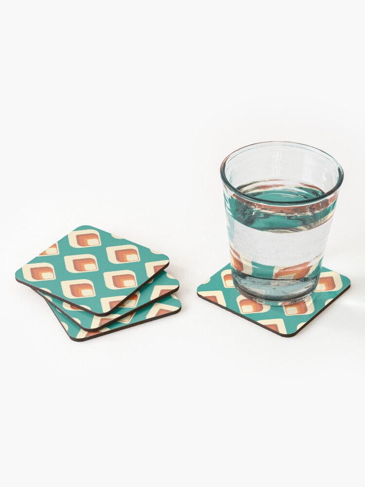 Alternate view of Mid-Century Modern Teal and Cream Tear Drop Coasters (Set of 4)