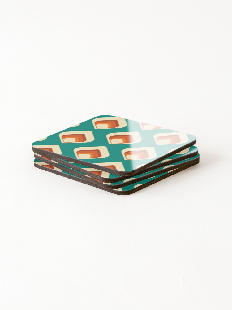 Alternate view of Mid-Century Modern Teal and Cream Tear Drop Coasters (Set of 4)