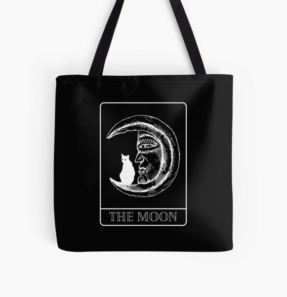 Item preview, The Moon: Black Tarot Card Crescent Moon and Black Cat Cosmic Graphic T-shirt designed and sold by Messika.