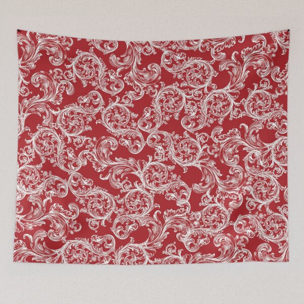Item preview, Vintage Bohemian Art Floral Pattern - Red and White designed and sold by GDCdesigns.