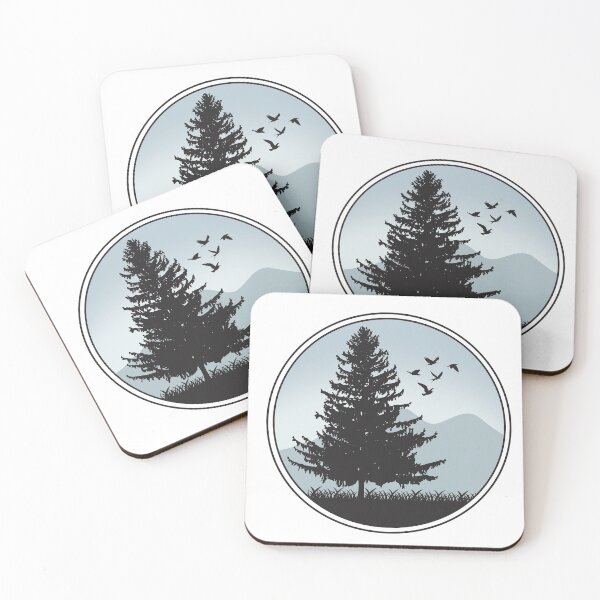 Item preview, Pine Tree and Mountains with Birds designed and sold by Gsallicat.