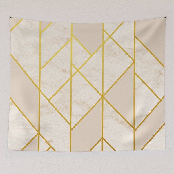 Item preview, Beige Marble Gold Stone Geometric designed and sold by MA DESIGNS.