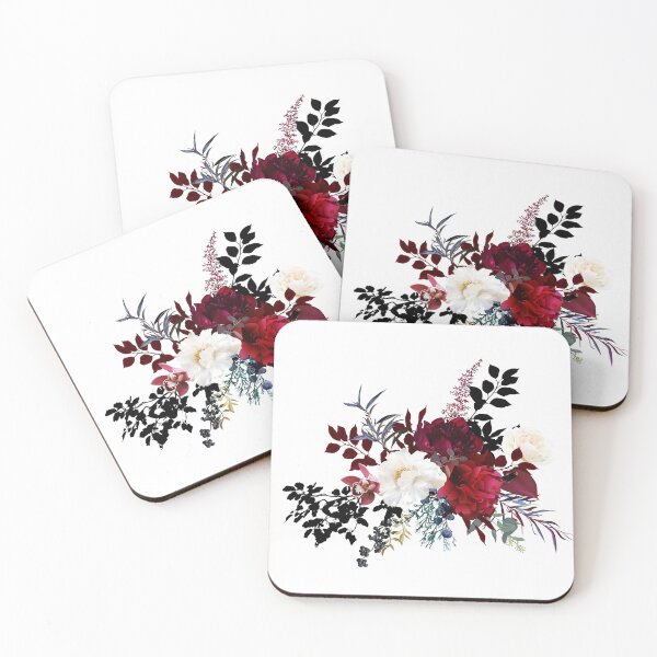 Item preview, Burgundy red and white flowers glamour vector design bouquet designed and sold by lavendertime.
