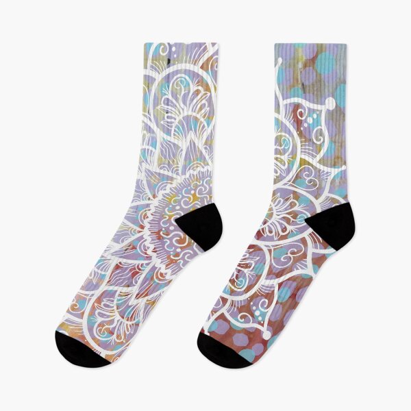 Item preview, White Pastel Light Mandala Polkadot Abstract Ombre Energy Waves  Modern Rainbow Vibes Aesthetic Designs Yoga designed and sold by Cymphonyskar.