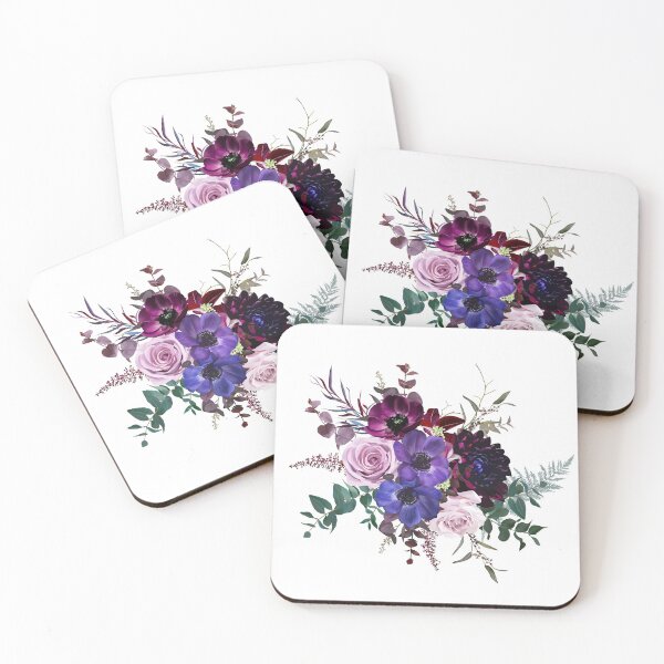 Item preview, Marvelous violet, purple and burgundy anemone, dusty mauve and lilac rose, dark dahlia designed and sold by lavendertime.