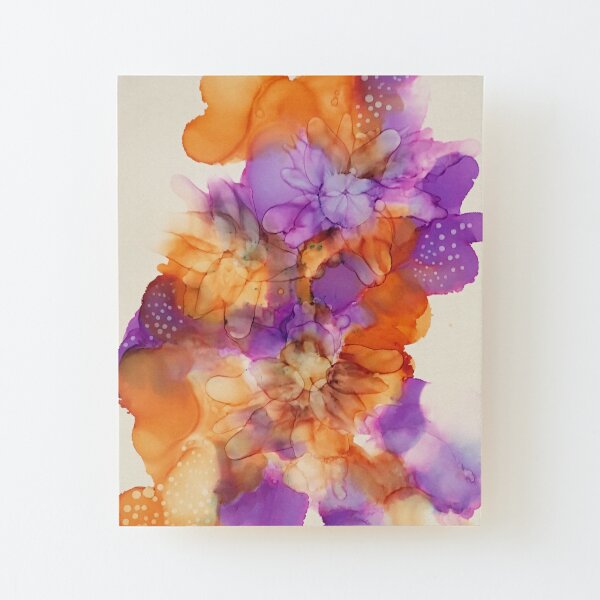 Tower of Flowers Alcohol Ink Wood Mounted Print