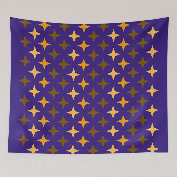 Item preview, Orange yellow star pattern blue background, original festive design designed and sold by Stéphane  Thirion.