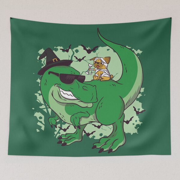 Item preview, Fun T-Rex and Pug Trick or Treat Halloween designed and sold by SLAG-Creative.