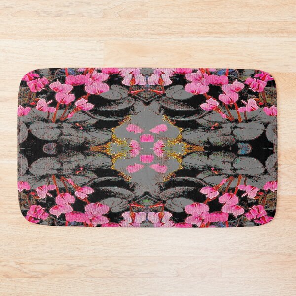 Item preview, ABSTRACTED PINK & BLACK-GREEN CYCLAMEN FLOWERS GARDEN ART designed and sold by sharlesart.