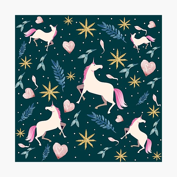 Artikelvorschau, Floral Magical Unicorn Pattern entworfen und verkauft von ABulgov.