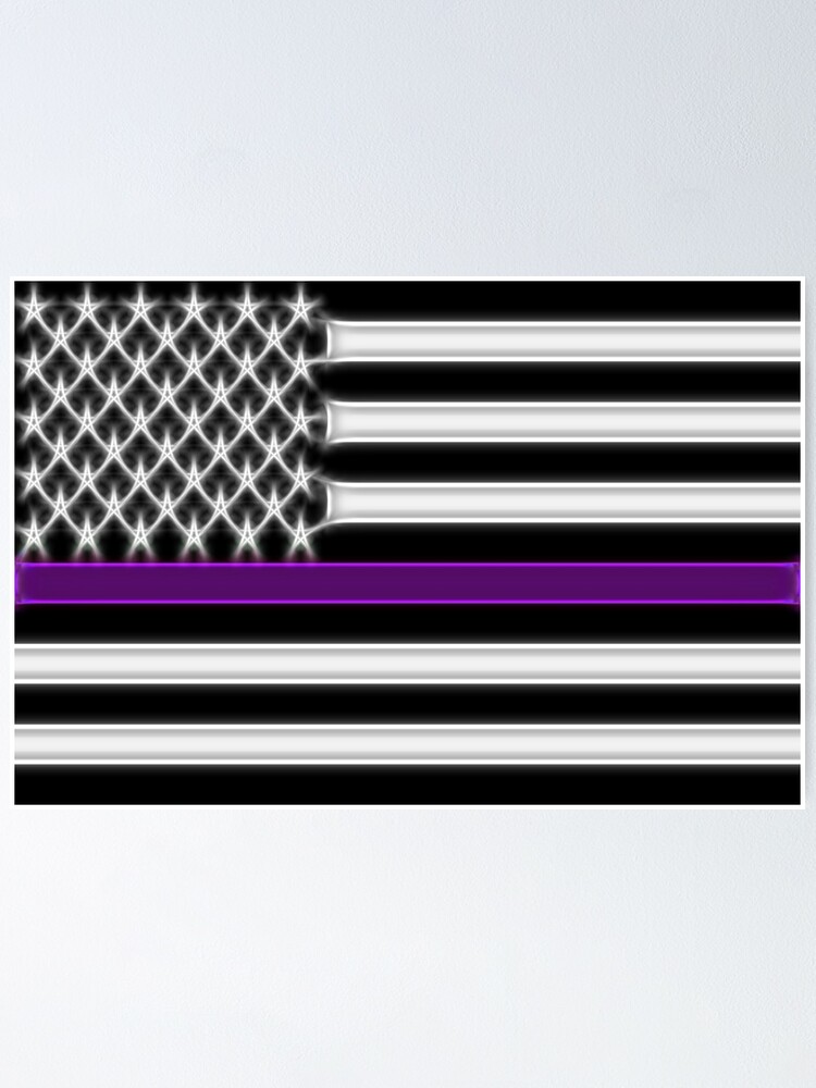 “Artistic “Holding Hands” Neon Thin Purple Line Flag” Poster by