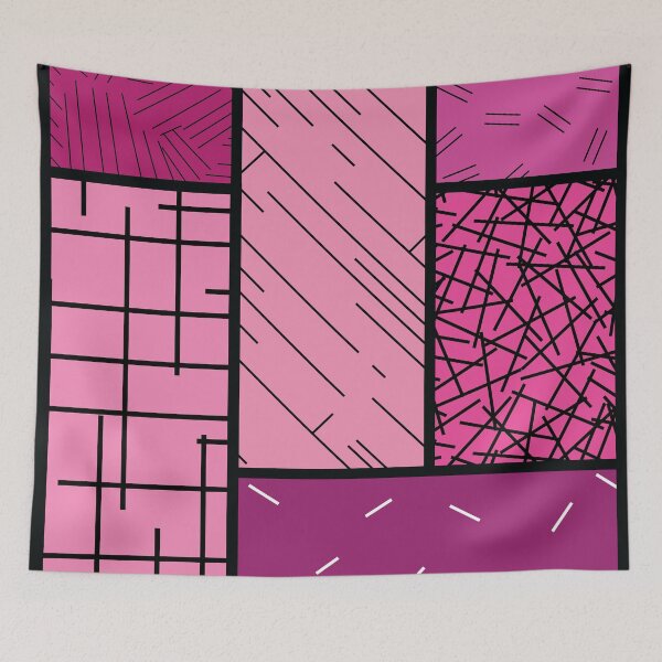 Item preview, Scattered Lines Tableau – Fuchsia designed and sold by RoguePatterns.