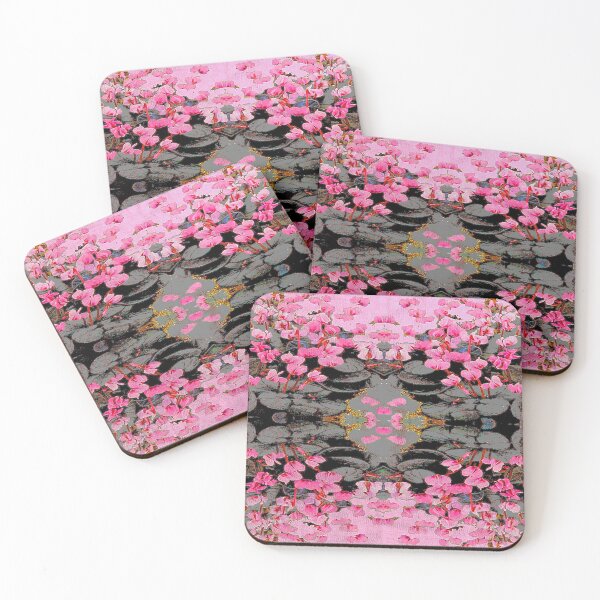 Item preview, ABSTRACTED PINK & BLACK-GREEN CYCLAMEN FLOWERS GARDEN ART designed and sold by sharlesart.