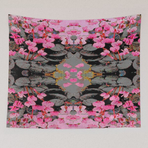 Item preview, ABSTRACTED PINK & BLACK-GREEN CYCLAMEN FLOWERS GARDEN ART designed and sold by sharlesart.