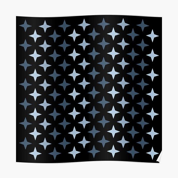 Motif militaire étoile bleu gris sur fond noir, composition motif étoile Poster