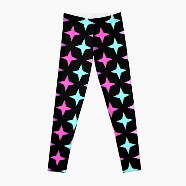 Motif ensemble étoile rose, mauve, bleu sur fond noir Legging