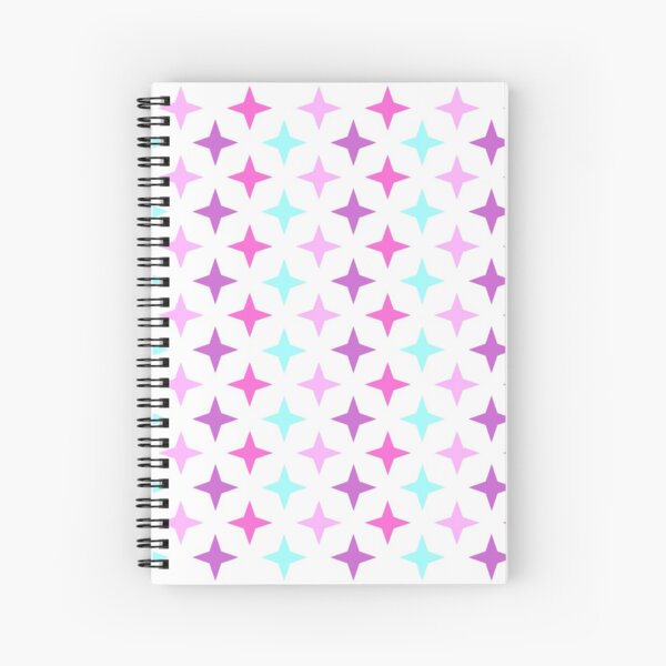 Motif étoile rose, mauve, bleu sur fond blanc, composition motif étoile Cahier à spirale