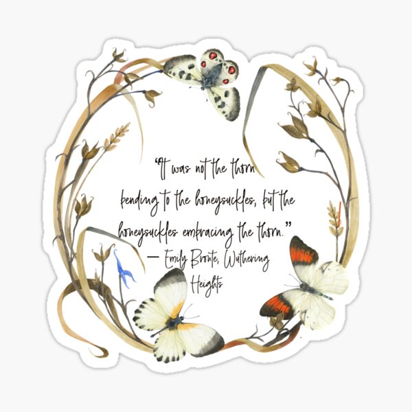Item preview, Wuthering Heights Emily Brontë Book Quote in wreath with butterflies  designed and sold by Bellathewilde.