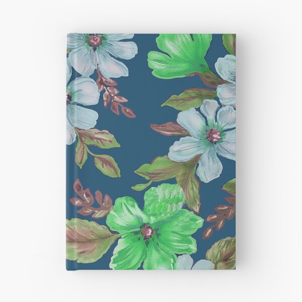 Item preview, Green and Blue Flowers on Teal Ground designed and sold by Leslie Rogers Todder.
