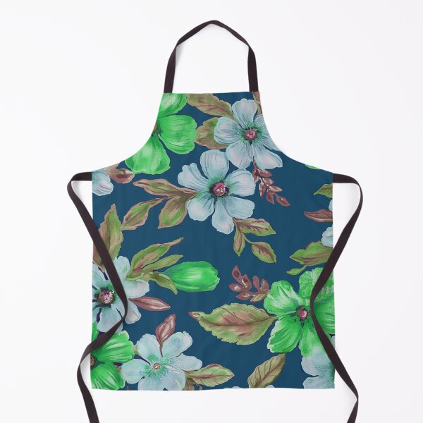 Item preview, Green and Blue Flowers on Teal Ground designed and sold by Leslie Rogers Todder.