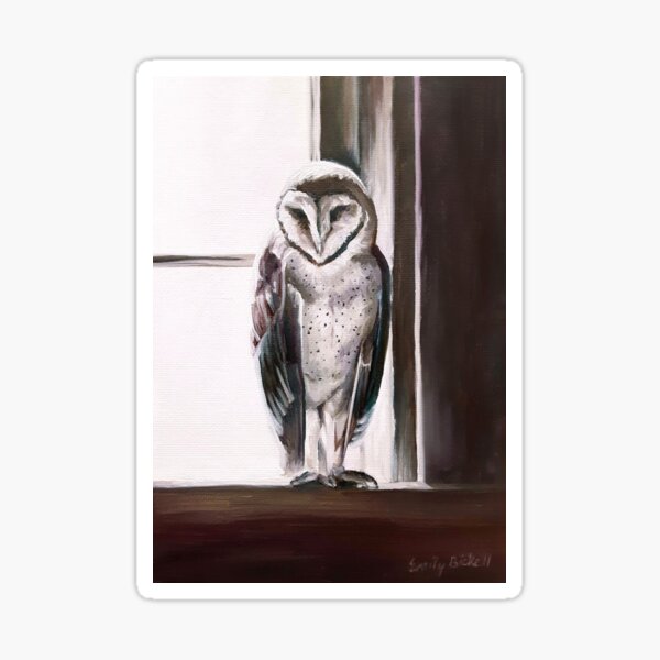 Purple Barn Owl painting Sticker