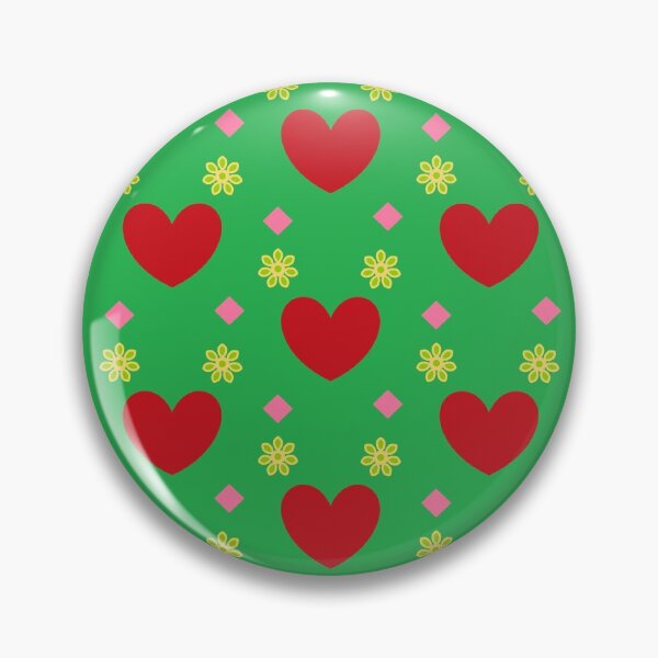 Item preview, Red Heart Pattern on Green with Flowers designed and sold by Sendreka.
