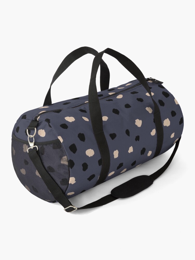 Alternate view of Dalmatian Dots Neutral Pattern on Inkwell Blue Duffle Bag