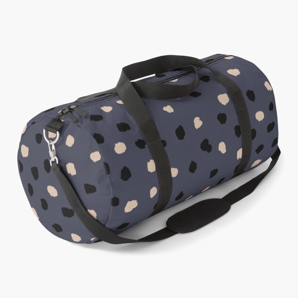 Dalmatian Dots Neutral Pattern on Inkwell Blue Duffle Bag