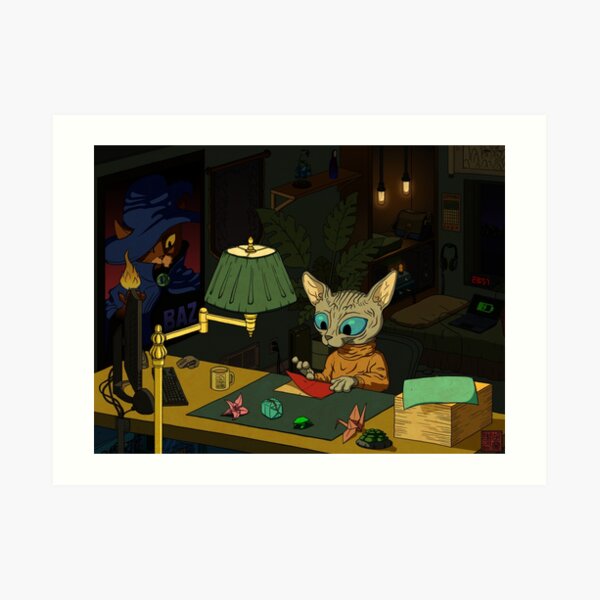 Sphynx Kitty Origami Art Print
