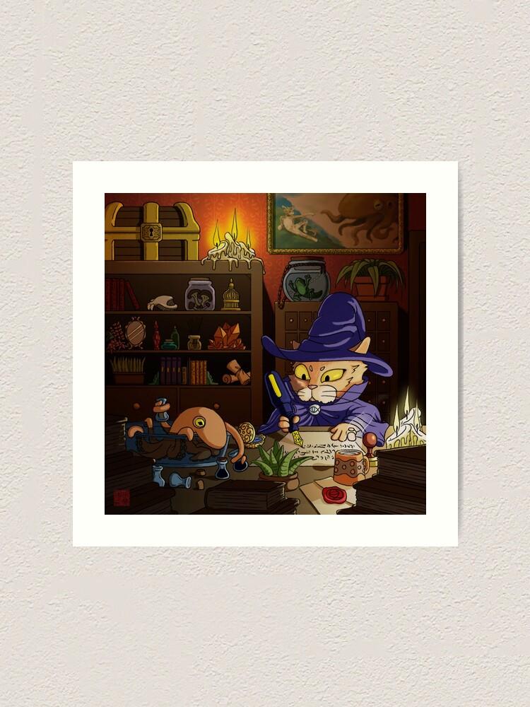 Alternate view of Baz the Cat Wizard Art Print