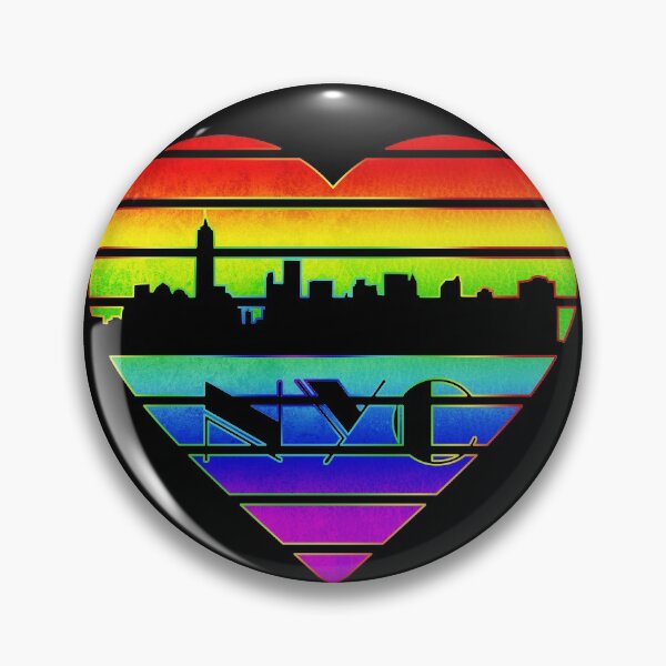 Item preview, NYC Pride Rainbow Heart Skyline, LGBTQ New York designed and sold by LifeLikeDesigns.
