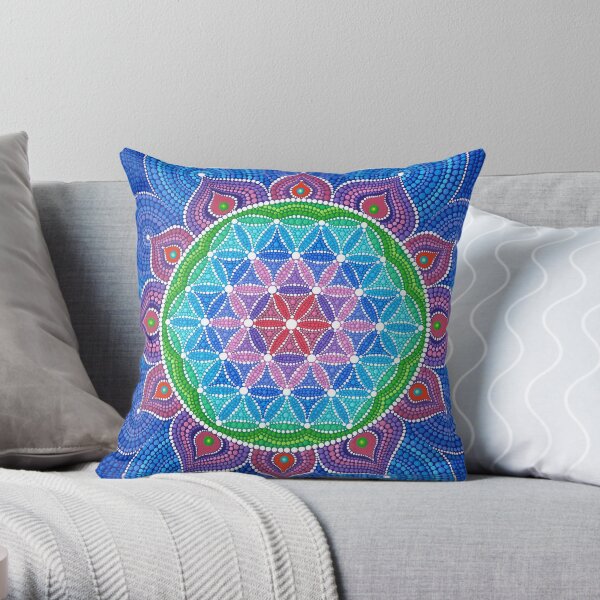Divine Lotus Mandala Throw Pillow