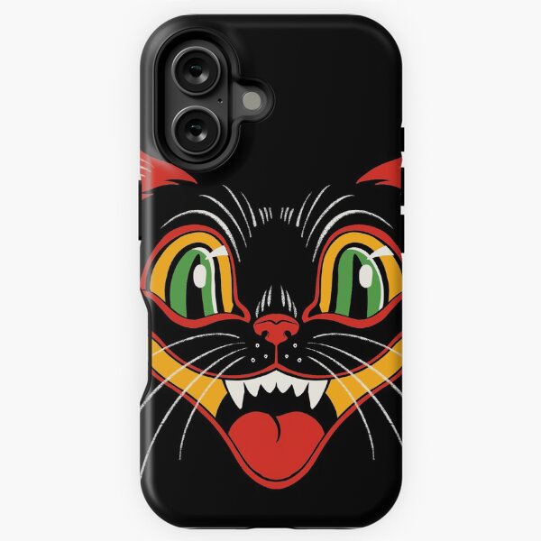 Vista previa del artículo con la obra «Decoración retro vintage de Halloween con cara de gato negro», diseñado y vendido por ctkrstudio.