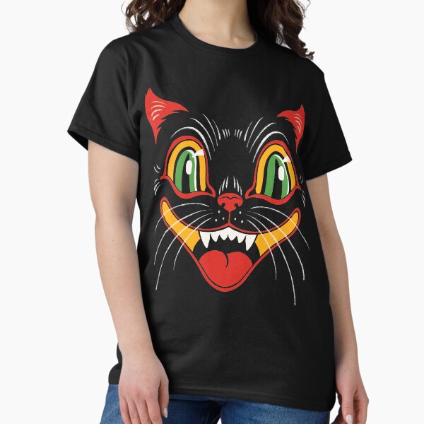 Retro Vintage Halloween Decor Black Cat Face Classic T-Shirt