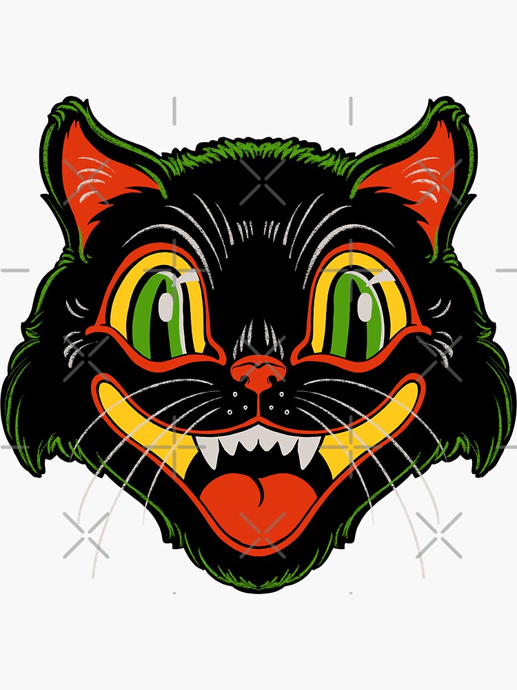 Retro Vintage Halloween Decor Black Cat Face\
