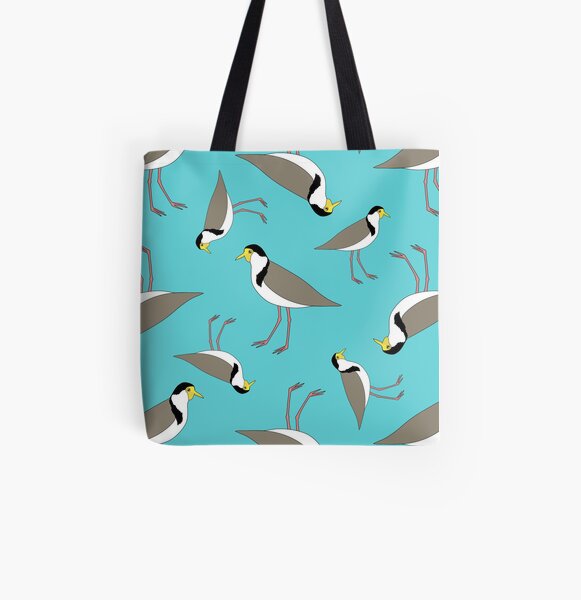 Lapwings Galore (aqua) All Over Print Tote Bag