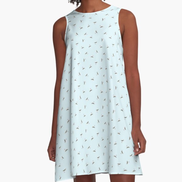 Scattered Lapwings (sky blue) A-Line Dress