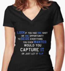 EMINEM MOTIVATIONNAL SHIRT WHITE&BLUE Women's Fitted V-Neck T-Shirt