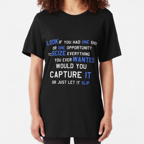 EMINEM MOTIVATIONNAL SHIRT WHITE&BLUE Slim Fit T-Shirt