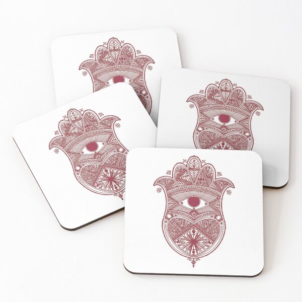Item preview, Burgundy Khamsa for protection from the evil eye designed and sold by Kenzi Henna Designs.