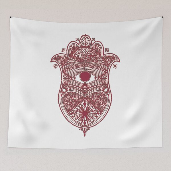Item preview, Burgundy Khamsa for protection from the evil eye designed and sold by Kenzi Henna Designs.