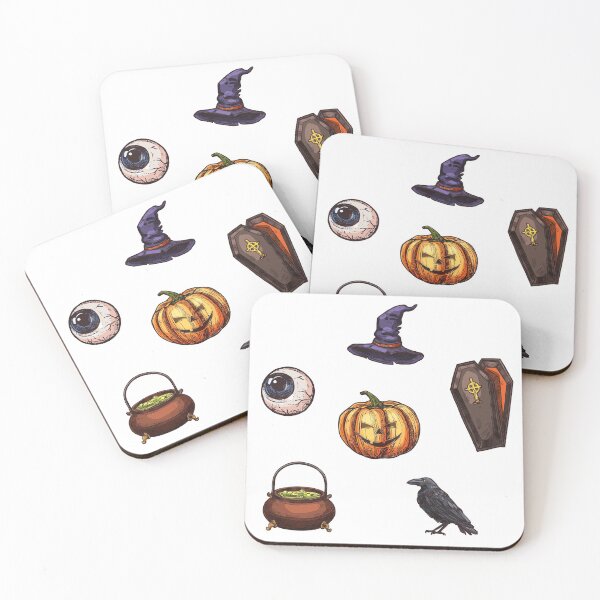 Item preview, Spooky Halloween Owl Stickers, Eye Ball, Witches Hat, Coffin, Pumpkin, Crow, Cauldron  designed and sold by Krafty  Arts Studio.