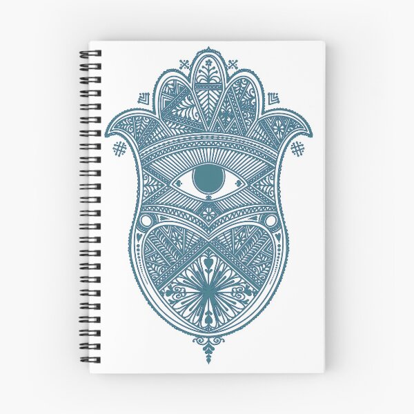 Aperçu de l'œuvre Teal Khamsa pour se protéger du mauvais œil créée et vendue par Kenzi Henna Designs.