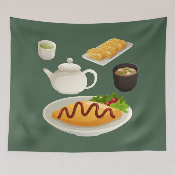 Item preview, Japanese Omurice Rice Omelet with Miso Soup,  Tamagoyaki and Sencha designed and sold by Alicia Chee.