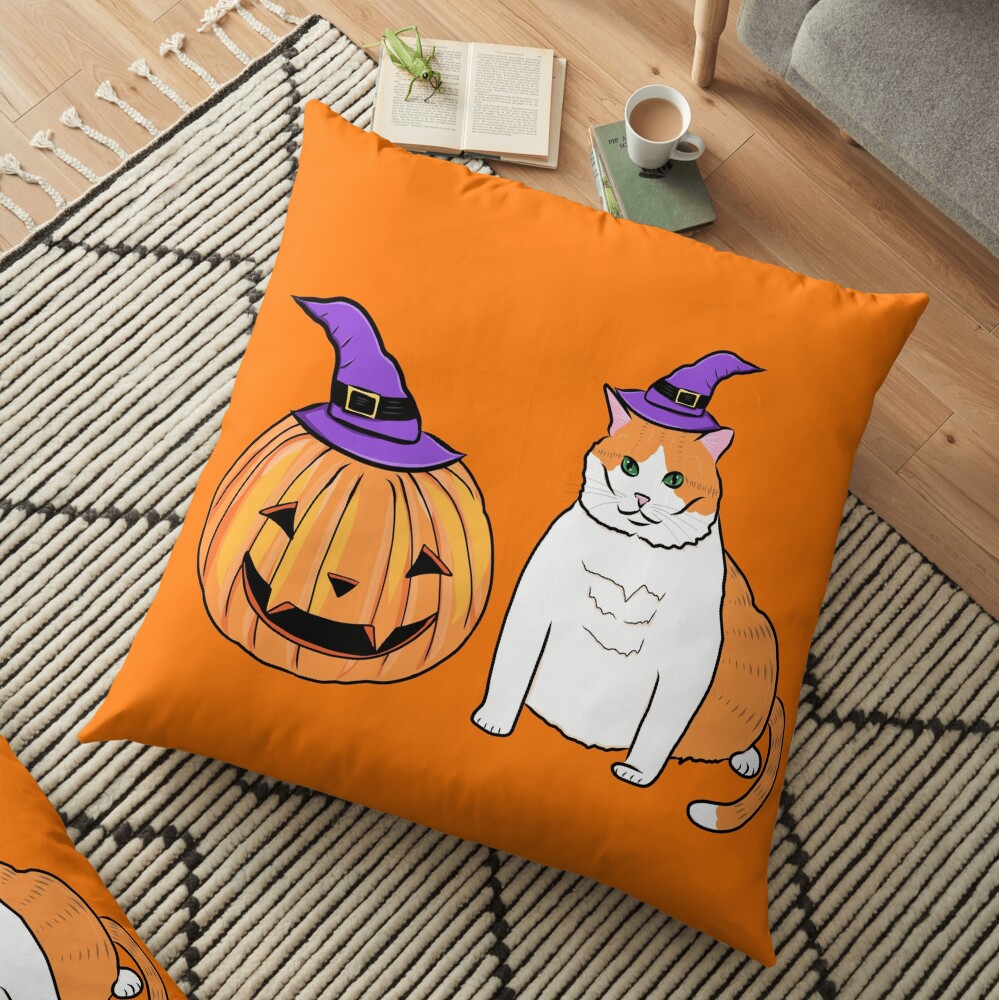 Halloween Pumpkin Familiars Floor Pillow