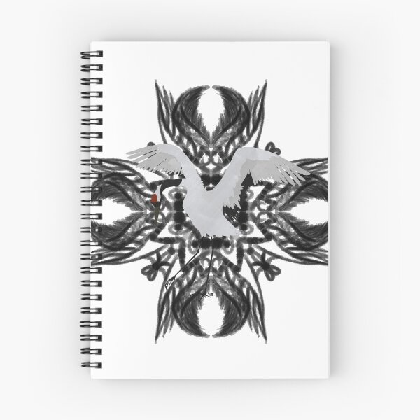 Item preview, Red Crowned Crane Pattern Black designed and sold by Salem Scribbles.