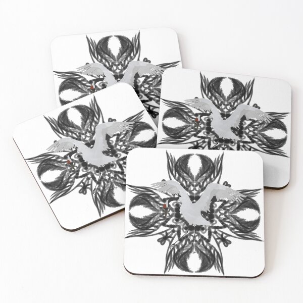 Item preview, Red Crowned Crane Pattern Black designed and sold by Salem Scribbles.