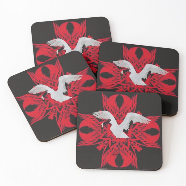 Item preview, Red Crowned Crane Pattern Red designed and sold by Salem Scribbles.