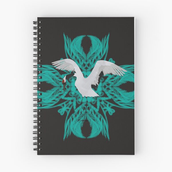 Item preview, Red Crowned Crane Pattern Teal/Aqua designed and sold by Salem Scribbles.