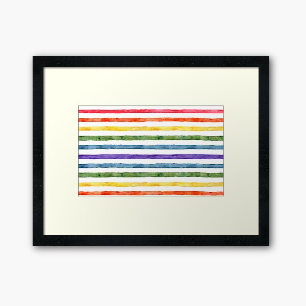 Watercolor Rainbow Stripe - Vibrant Rainbow Stripes - Rainbow Clothing and Decor Framed Art Print